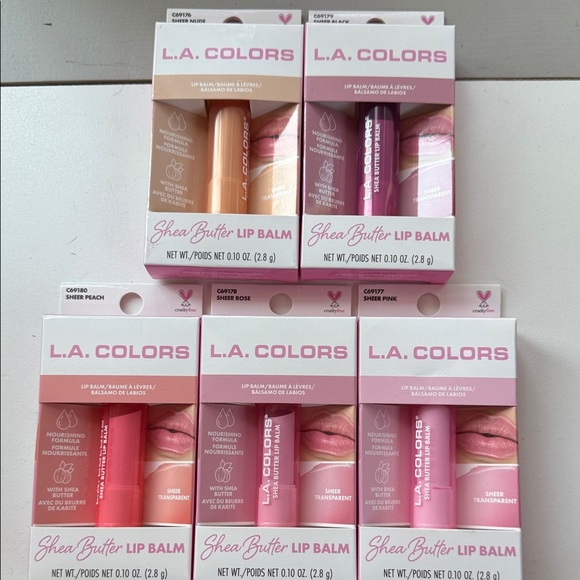 L.A. Colors Shea Butter Lip Balm Collection - Peach, Pink, Red - Picture 1 of 6